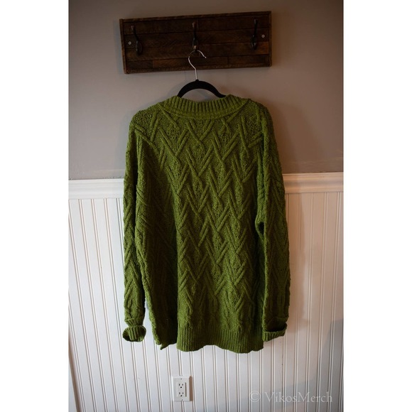 SALE Free People Montana Cable Cardi Sweater Green XS - Picture 4 of 5